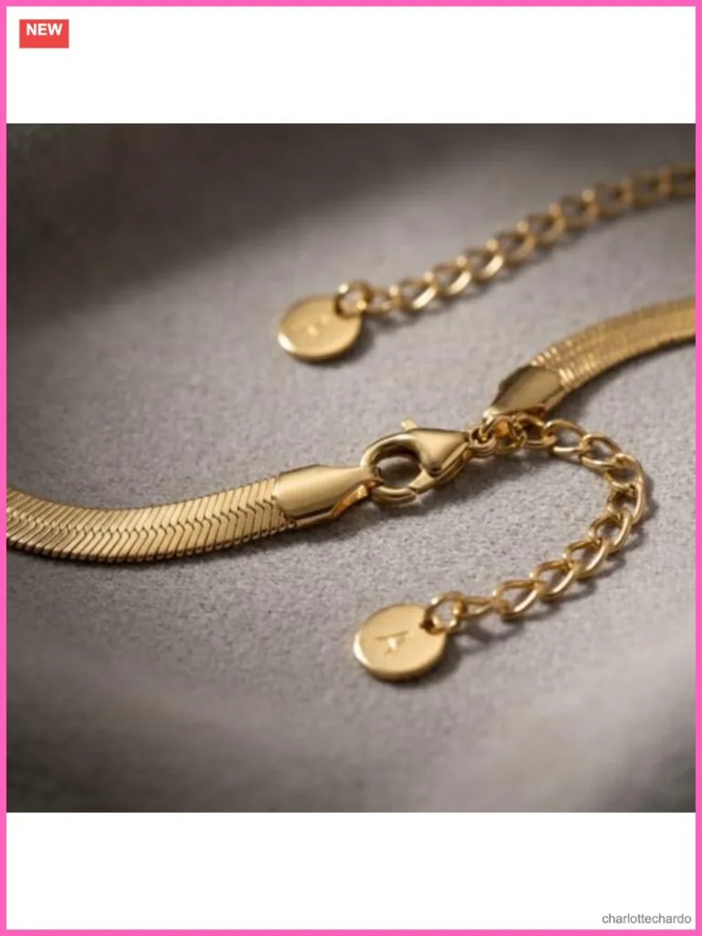 Gold Plated Herringbone Necklace 2.5mm Adjustable Layering Chain
